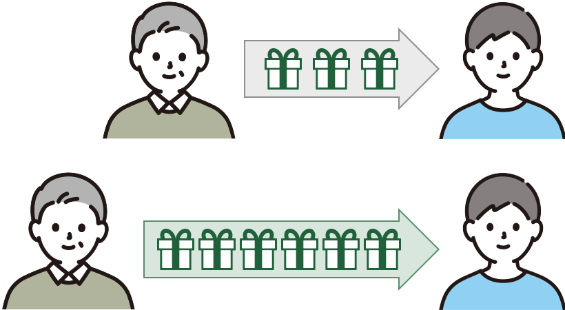 生前贈与をしている様子のイラスト