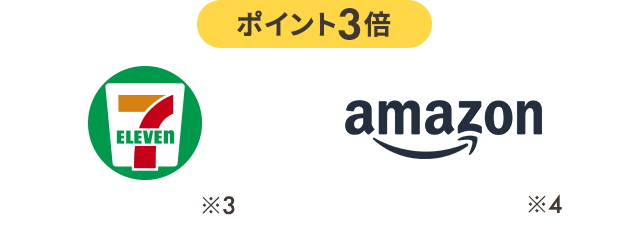 ポイント3倍、セブンイレブン、Amazon