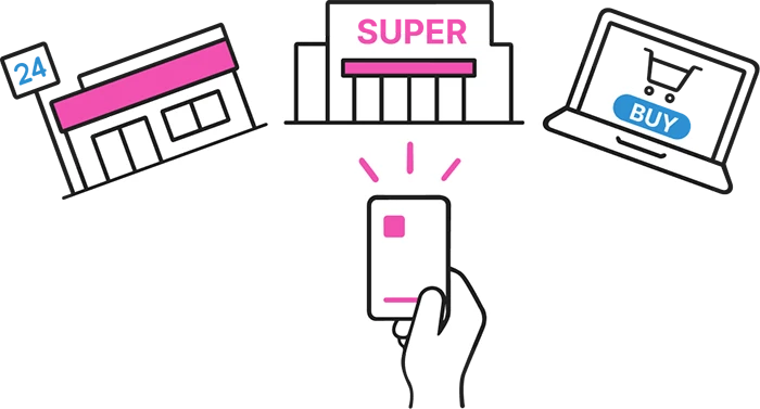 コンビニやスーパー、ネットショッピングなどで利用できる！