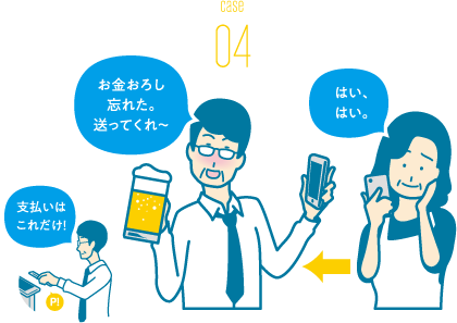 外出先の家族のピンチにお金を送る・お金を支払う