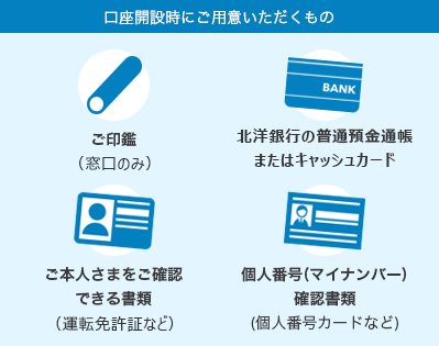 口座開設時にご用意いただくもの