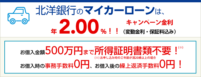 来店型 マイカーローン かりる 北洋銀行