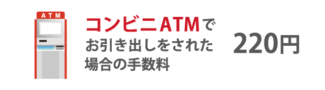 コンビニATMでお引出をされた場合の手数料 220円